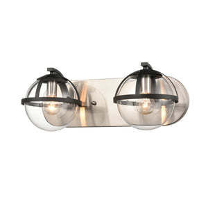 Atlas Davenay 2-Light Vanity Light Fixture – Midcentury Modern Design for Stylish Bathroom Illumination Satin Nickel 16'' WL11274-NK