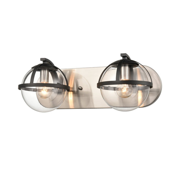 Atlas Davenay 2-Light Vanity Light Fixture – Midcentury Modern Design for Stylish Bathroom Illumination Satin Nickel 16'' WL11274-NK