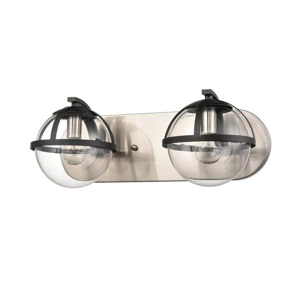 Atlas Davenay 2-Light Vanity Light Fixture – Midcentury Modern Design for Stylish Bathroom Illumination Satin Nickel 16'' WL11274-NK