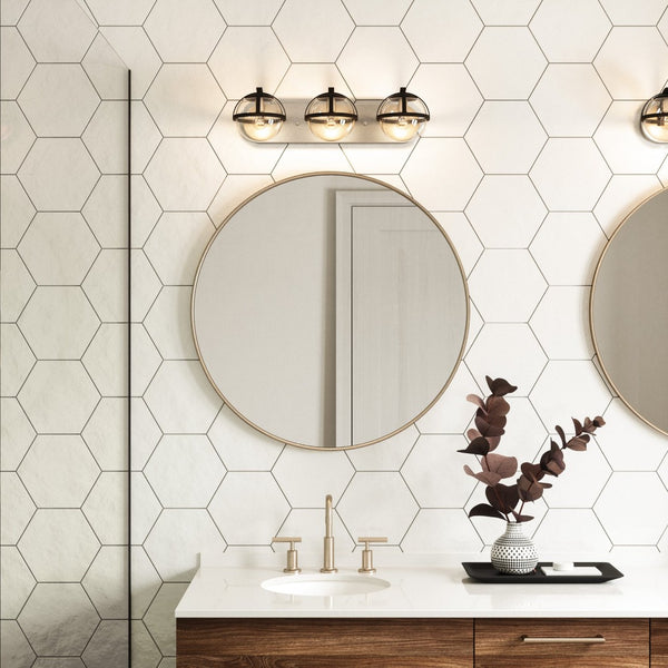 Atlas Davenay 2-Light Vanity Light Fixture – Midcentury Modern Design for Stylish Bathroom Illumination Satin Nickel 23'' WL11275-NK
