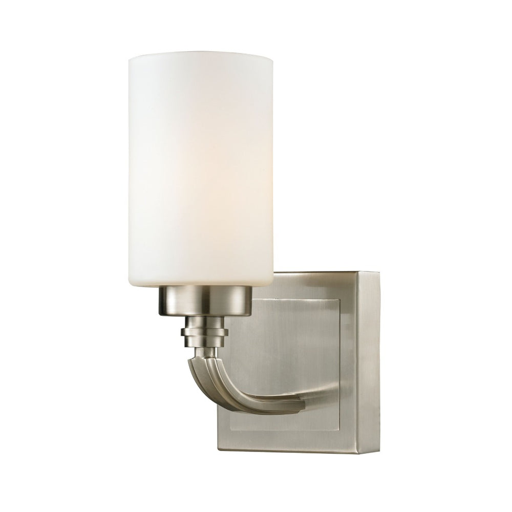 Atlas Dawson 10" High 1-Light Wall Sconce - Elegant Transitional Design with Soft White Glass Shade Brushed Nickel 5'' WL11278-NK