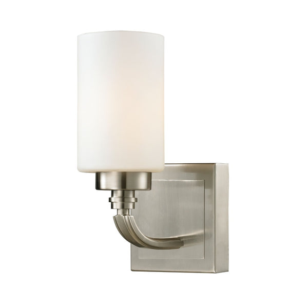 Atlas Dawson 10" High 1-Light Wall Sconce - Elegant Transitional Design with Soft White Glass Shade Brushed Nickel 5'' WL11278-NK