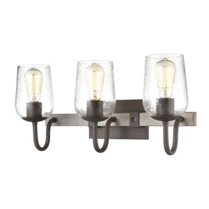 Atlas Dillon 22'' Wide 3-Light Vintage Rust Vanity Fixture with Hammered Glass Shades for Rustic Charm WL11279-BK
