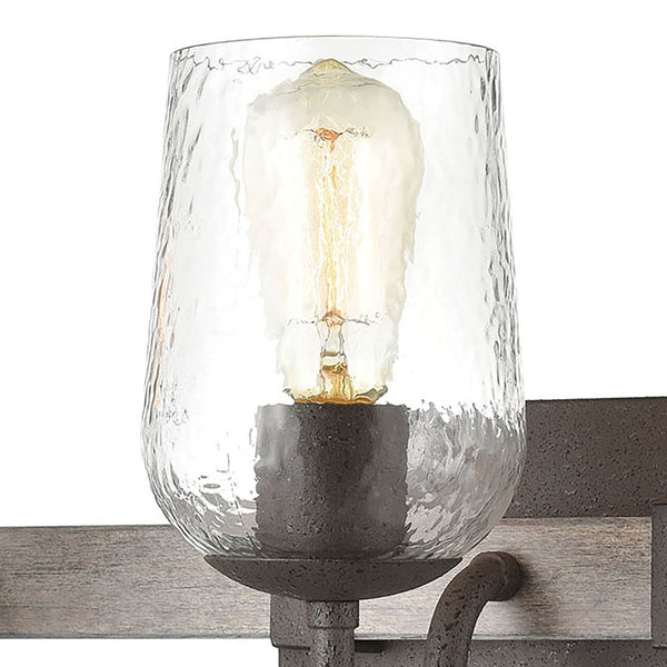 Atlas Dillon 22'' Wide 3-Light Vintage Rust Vanity Fixture with Hammered Glass Shades for Rustic Charm WL11279-BK