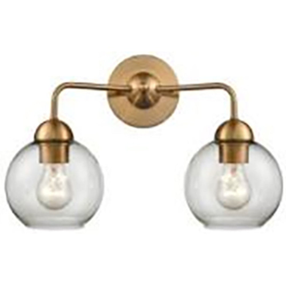 Atlas Bronson 10.75'' Wide 2-Light Vanity - Modern Gold Wall Sconce for Bathrooms & Hallways, Clear Glass Globes WL11280-BS