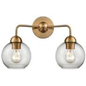 Atlas Bronson 10.75'' Wide 2-Light Vanity - Modern Gold Wall Sconce for Bathrooms & Hallways, Clear Glass Globes WL11280-BS