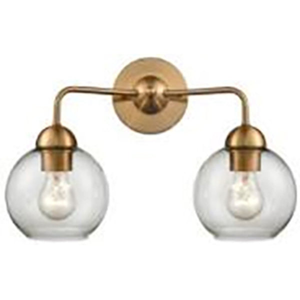 Atlas Bronson 10.75'' Wide 2-Light Vanity - Modern Gold Wall Sconce for Bathrooms & Hallways, Clear Glass Globes WL11280-BS