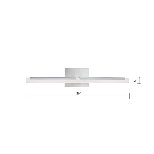 Atlas Double L Sconce 26'' Wide Modern Integrated LED Vanity Light - Brushed Nickel, Stylish & Efficient WL11281-NK