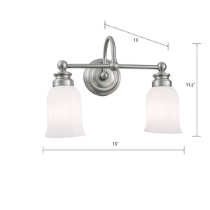 Atlas Emily 11.5'' Wide 2-Light Vanity Light Fixture - Timeless Elegance for Your Bathroom Decor Brushed Nickel WL11291-NK
