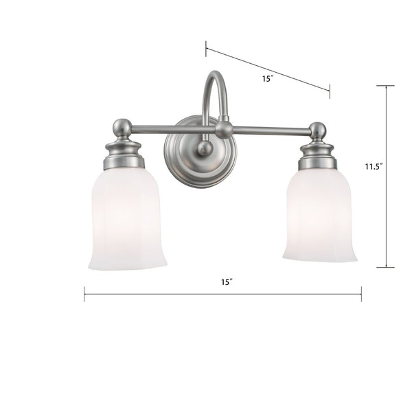 Atlas Emily 11.5'' Wide 2-Light Vanity Light Fixture - Timeless Elegance for Your Bathroom Decor Brushed Nickel WL11291-NK