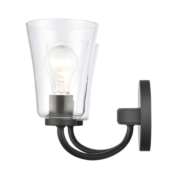 Atlas Emily Vanity Light - Modern 2-Light Fixture with Softly Diffusing Glass Shades for Stylish Illumination Matte Black 17'' WL11293-BK