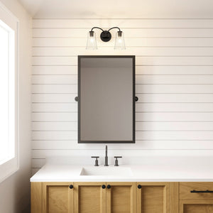 Atlas Emily Vanity Light - Modern 2-Light Fixture with Softly Diffusing Glass Shades for Stylish Illumination Matte Black 17'' WL11293-BK