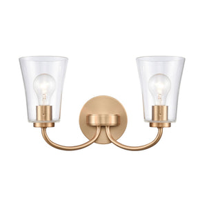Atlas Emily Vanity Light - Modern 2-Light Fixture with Softly Diffusing Glass Shades for Stylish Illumination Brushed Gold 17'' WL11293-GD
