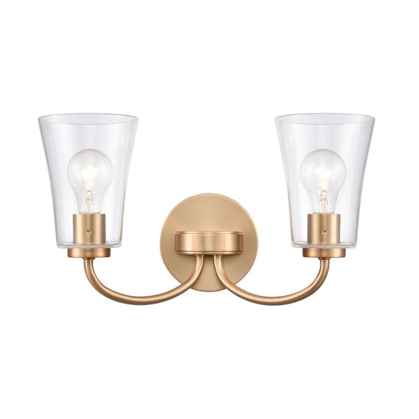 Atlas Emily Vanity Light - Modern 2-Light Fixture with Softly Diffusing Glass Shades for Stylish Illumination Brushed Gold 17'' WL11293-GD