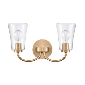 Atlas Emily Vanity Light - Modern 2-Light Fixture with Softly Diffusing Glass Shades for Stylish Illumination Brushed Gold 17'' WL11293-GD