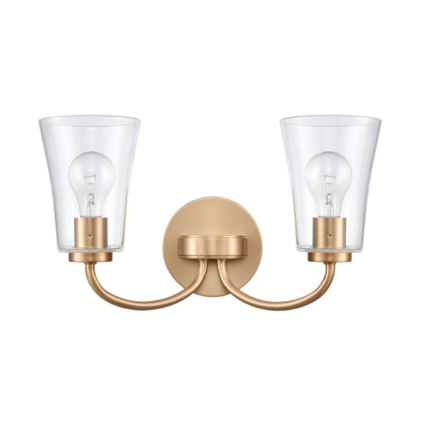Atlas Emily Vanity Light - Modern 2-Light Fixture with Softly Diffusing Glass Shades for Stylish Illumination Brushed Gold 17'' WL11293-GD
