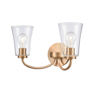 Atlas Emily Vanity Light - Modern 2-Light Fixture with Softly Diffusing Glass Shades for Stylish Illumination Brushed Gold 17'' WL11293-GD