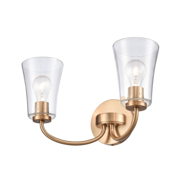 Atlas Emily Vanity Light - Modern 2-Light Fixture with Softly Diffusing Glass Shades for Stylish Illumination Brushed Gold 17'' WL11293-GD