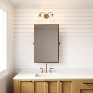 Atlas Emily Vanity Light - Modern 2-Light Fixture with Softly Diffusing Glass Shades for Stylish Illumination Brushed Gold 17'' WL11293-GD