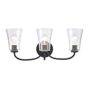 Atlas Emily Vanity Light - Modern 2-Light Fixture with Softly Diffusing Glass Shades for Stylish Illumination Matte Black 23'' WL11294-BK