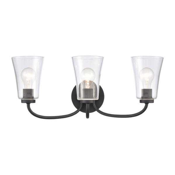 Atlas Emily Vanity Light - Modern 2-Light Fixture with Softly Diffusing Glass Shades for Stylish Illumination Matte Black 23'' WL11294-BK