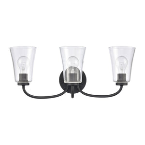 Atlas Emily Vanity Light - Modern 2-Light Fixture with Softly Diffusing Glass Shades for Stylish Illumination Matte Black 23'' WL11294-BK