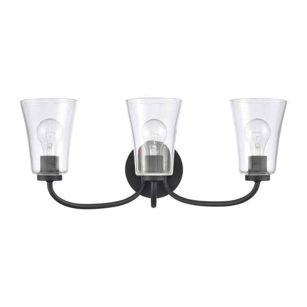 Atlas Emily Vanity Light - Modern 2-Light Fixture with Softly Diffusing Glass Shades for Stylish Illumination Matte Black 23'' WL11294-BK