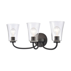 Atlas Emily Vanity Light - Modern 2-Light Fixture with Softly Diffusing Glass Shades for Stylish Illumination Matte Black 23'' WL11294-BK