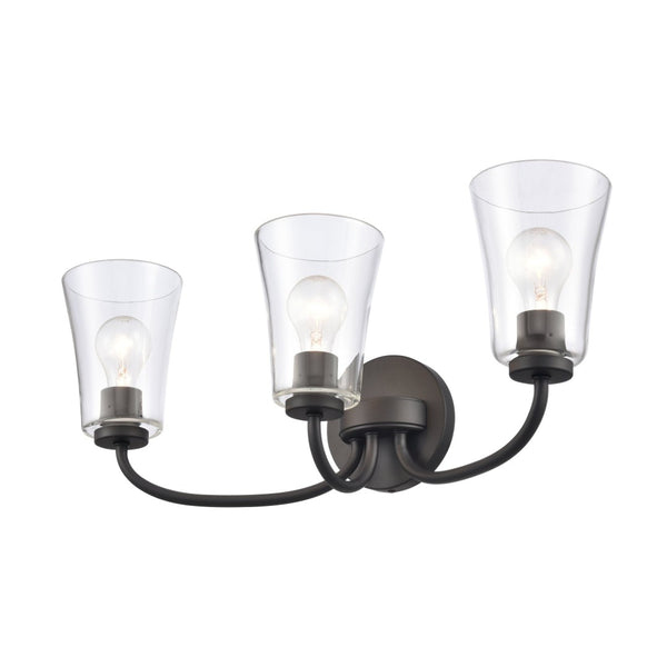 Atlas Emily Vanity Light - Modern 2-Light Fixture with Softly Diffusing Glass Shades for Stylish Illumination Matte Black 23'' WL11294-BK