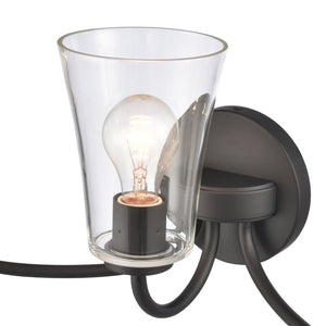 Atlas Emily Vanity Light - Modern 2-Light Fixture with Softly Diffusing Glass Shades for Stylish Illumination Matte Black 23'' WL11294-BK