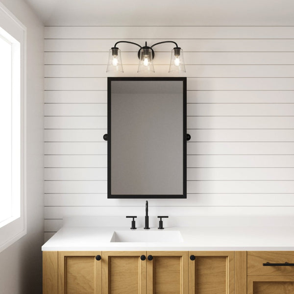 Atlas Emily Vanity Light - Modern 2-Light Fixture with Softly Diffusing Glass Shades for Stylish Illumination Matte Black 23'' WL11294-BK