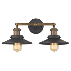 Atlas English Pub 2-Light Vanity Light Fixture – Vintage Industrial Charm for Bathrooms or Powder Rooms Antique Brass 18'' WL11295-BK