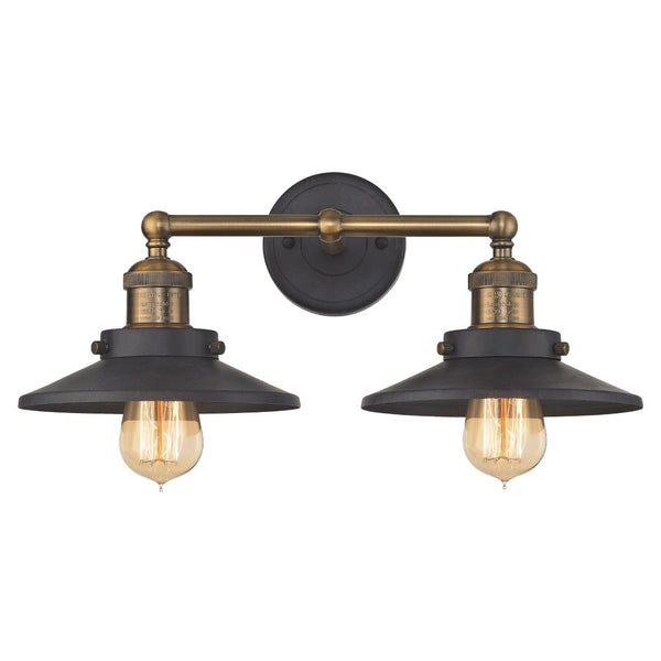 Atlas English Pub 2-Light Vanity Light Fixture – Vintage Industrial Charm for Bathrooms or Powder Rooms Antique Brass 18'' WL11295-BK