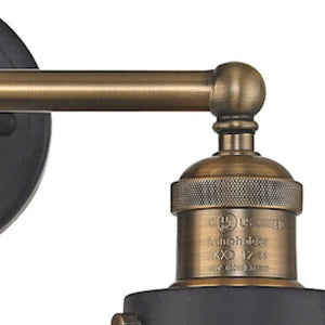 Atlas English Pub 2-Light Vanity Light Fixture – Vintage Industrial Charm for Bathrooms or Powder Rooms Antique Brass 18'' WL11295-BK