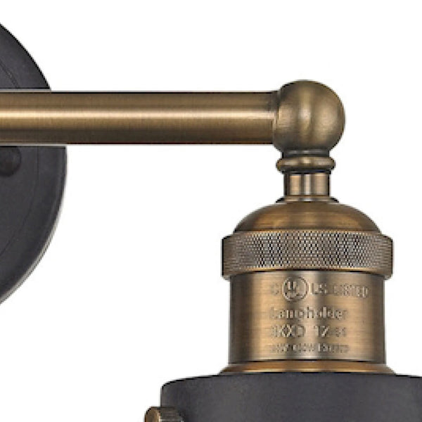 Atlas English Pub 2-Light Vanity Light Fixture – Vintage Industrial Charm for Bathrooms or Powder Rooms Antique Brass 18'' WL11295-BK