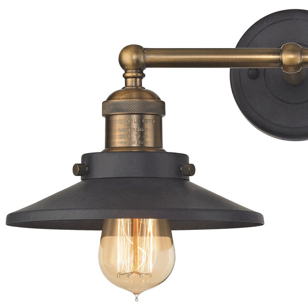 Atlas English Pub 2-Light Vanity Light Fixture – Vintage Industrial Charm for Bathrooms or Powder Rooms Antique Brass 18'' WL11295-BK