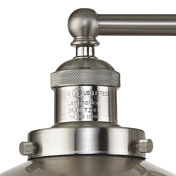 Atlas English Pub 2-Light Vanity Light Fixture – Vintage Industrial Charm for Bathrooms or Powder Rooms Satin Nickel WL11295-NK1
