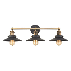 Atlas English Pub 2-Light Vanity Light Fixture – Vintage Industrial Charm for Bathrooms or Powder Rooms Antique Brass 28'' WL11296-BK