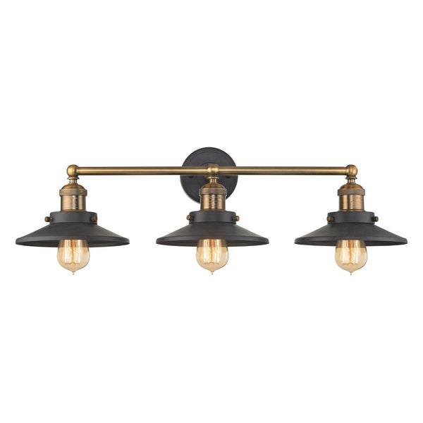 Atlas English Pub 2-Light Vanity Light Fixture – Vintage Industrial Charm for Bathrooms or Powder Rooms Antique Brass 28'' WL11296-BK