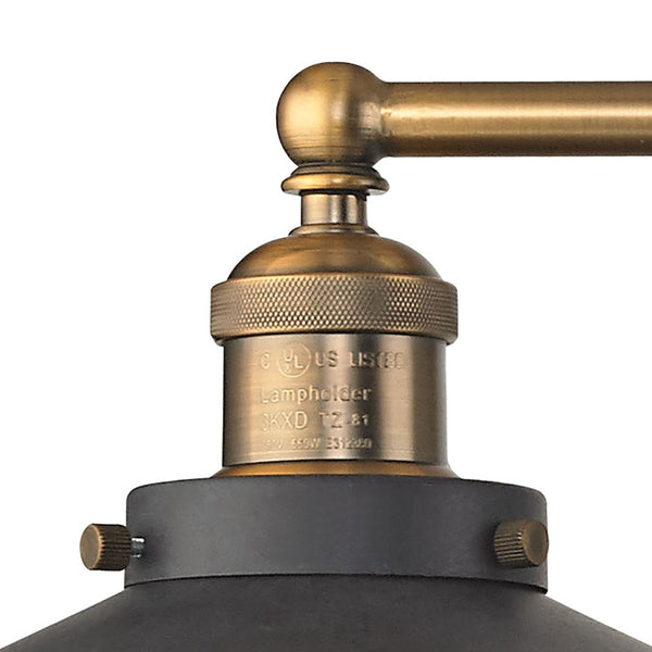 Atlas English Pub 2-Light Vanity Light Fixture – Vintage Industrial Charm for Bathrooms or Powder Rooms Antique Brass 28'' WL11296-BK