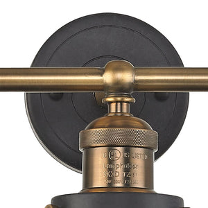 Atlas English Pub 2-Light Vanity Light Fixture – Vintage Industrial Charm for Bathrooms or Powder Rooms Antique Brass 28'' WL11296-BK