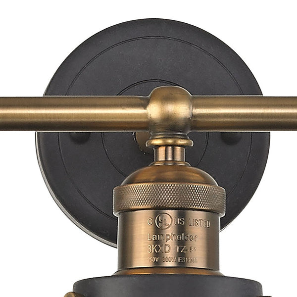 Atlas English Pub 2-Light Vanity Light Fixture – Vintage Industrial Charm for Bathrooms or Powder Rooms Antique Brass 28'' WL11296-BK