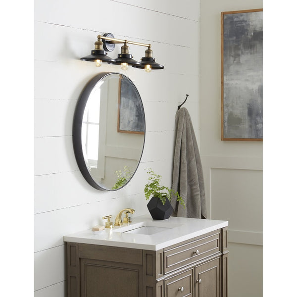 Atlas English Pub 2-Light Vanity Light Fixture – Vintage Industrial Charm for Bathrooms or Powder Rooms Antique Brass 28'' WL11296-BK