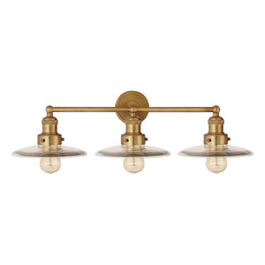 Atlas English Pub 28'' Wide 3-Light Vanity Light Fixture - Vintage Satin Brass with Industrial Charm WL11296-BS