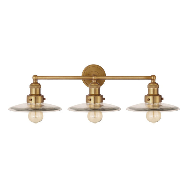 Atlas English Pub 28'' Wide 3-Light Vanity Light Fixture - Vintage Satin Brass with Industrial Charm WL11296-BS