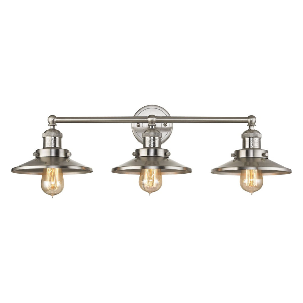 Atlas English Pub 28'' Wide 3-Light Vanity Light - Vintage Industrial Charm for Bathrooms & Hallways WL11296-NK1