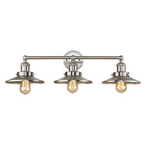Atlas English Pub 28'' Wide 3-Light Vanity Light - Vintage Industrial Charm for Bathrooms & Hallways WL11296-NK1