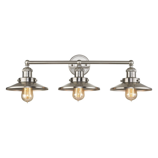 Atlas English Pub 28'' Wide 3-Light Vanity Light - Vintage Industrial Charm for Bathrooms & Hallways WL11296-NK1