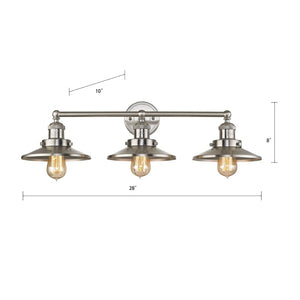 Atlas English Pub 28'' Wide 3-Light Vanity Light - Vintage Industrial Charm for Bathrooms & Hallways WL11296-NK1