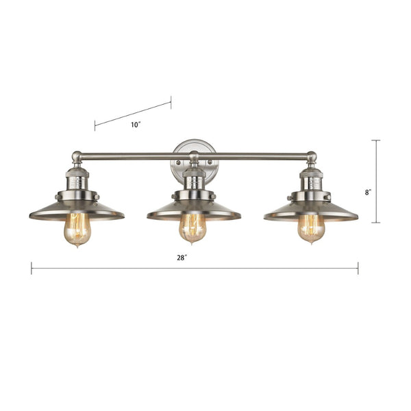 Atlas English Pub 28'' Wide 3-Light Vanity Light - Vintage Industrial Charm for Bathrooms & Hallways WL11296-NK1